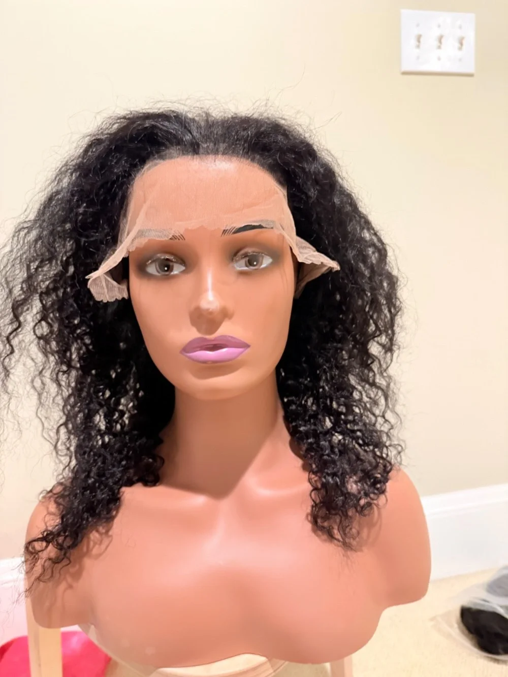 HUMAN HAIR 16 Inch Water Wave  Wig, 13×6 HD Lace Front Wig